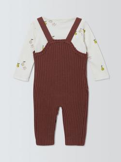 John Lewis Baby Knitted Dungarees and Long Sleeve Top Set, White - view 2, White