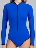 Cape Cove Claire Zip Up Long Sleeve Swimsuit , Cobalt