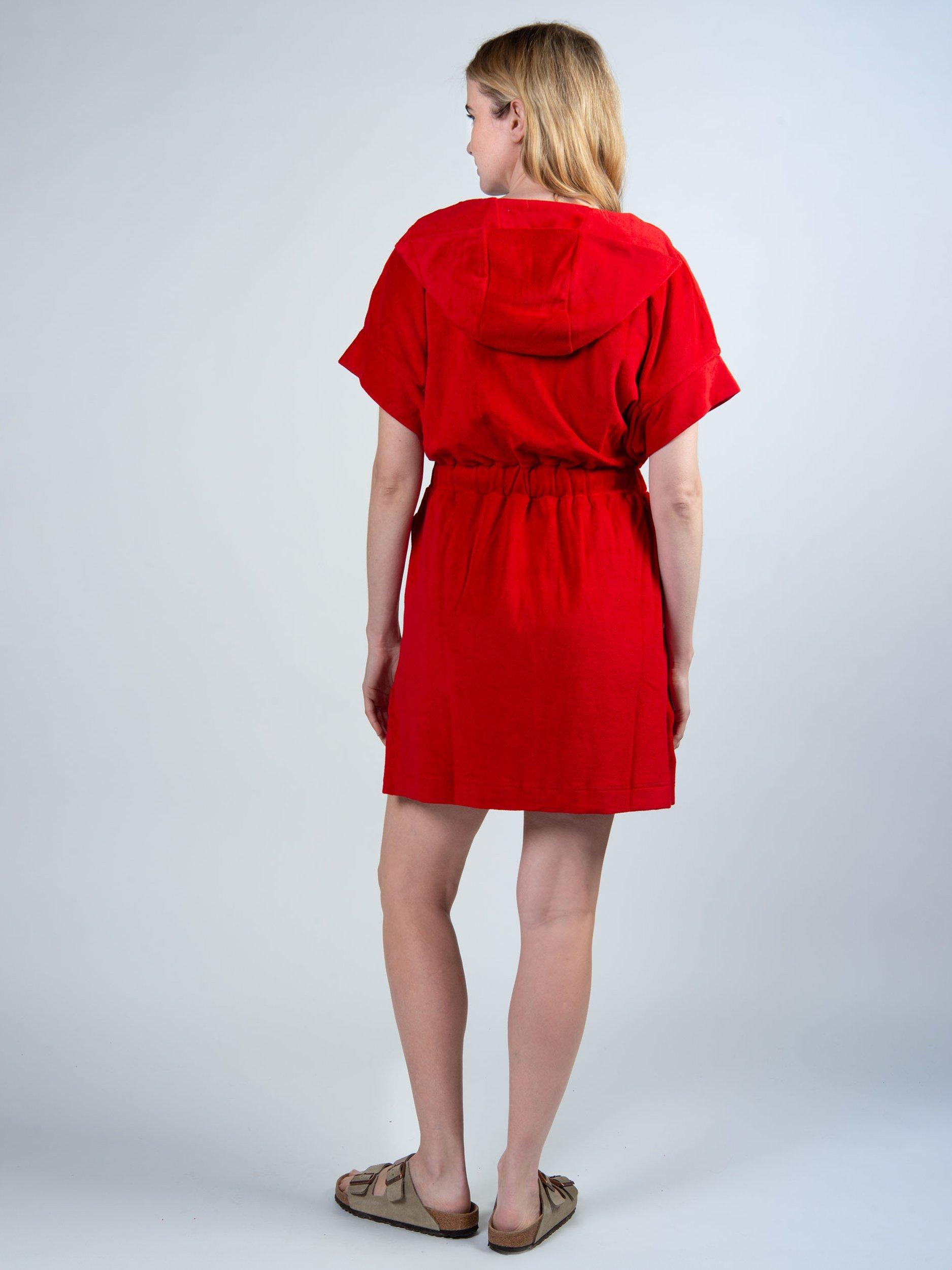 Product image 3 of 3, which shows Cape Cove Zip Towelling Dress, Cherry, XS