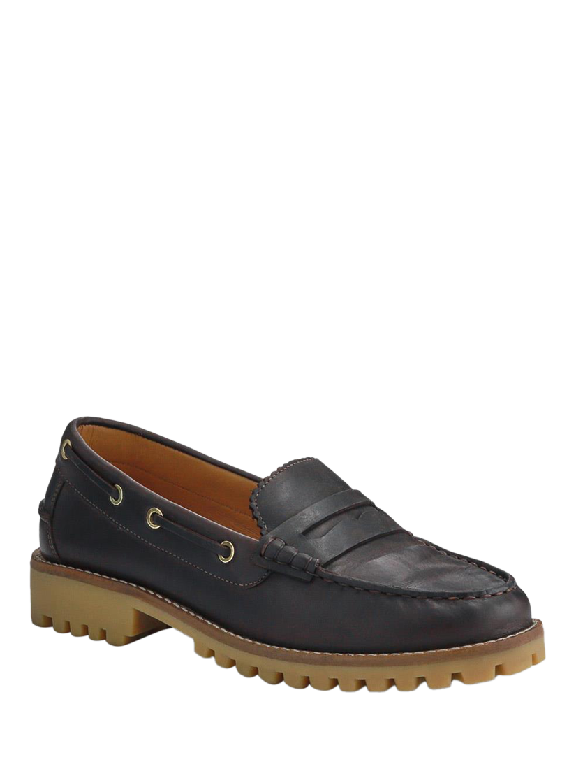 Product image 2 of 5, which shows Jones Bootmaker Miuccia Leather Moccasins, Brown, 3