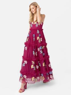 Maya Deluxe Embroidered Cami Maxi Dress, Pink/Multi, Pink/Multi