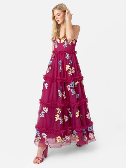 Maya Deluxe Embroidered Cami Maxi Dress, Pink/Multi, Pink/Multi