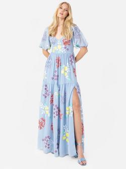 Maya Deluxe Floral Thigh Split Maxi Dress, Blue/Multi, Blue/Multi