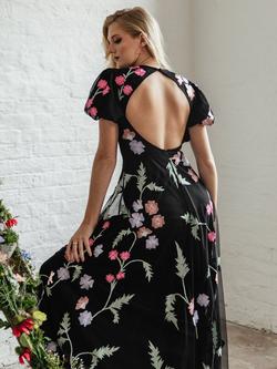 Maya Deluxe Floral Embroidered Maxi Dress, Black/Multi - view 2, Black/Multi