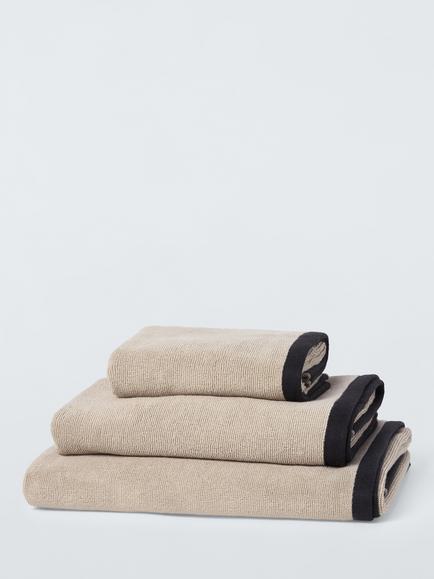 John Lewis Contrast Border Towels, Natural