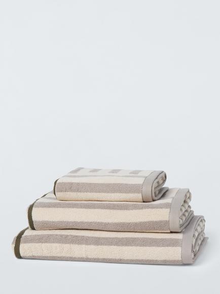 John Lewis Broken Stripe Towels, Neutral/Latte