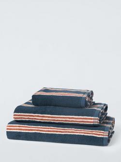 John Lewis Ambleside Stripe Towels, Loch Blue