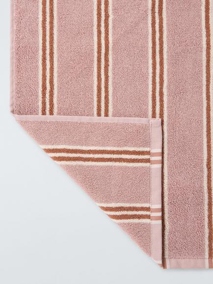 John Lewis Ambleside Stripe Towels - view 2, Deep Plaster