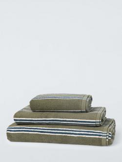 John Lewis Ambleside Stripe Towels, Avocado