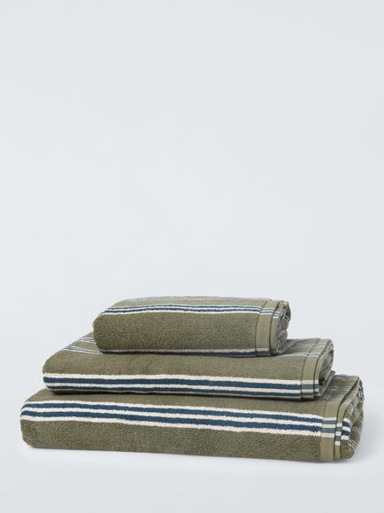 John Lewis Ambleside Stripe Towels, Avocado