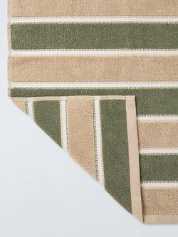 John Lewis Harvest Block Stripe Towels - view 2, Avocado/Camel