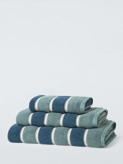 John Lewis Harvest Block Stripe Towels, Loch Blue/Sage