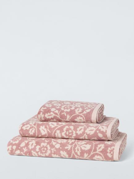 John Lewis Marlow Floral Towels, Deep Plaster