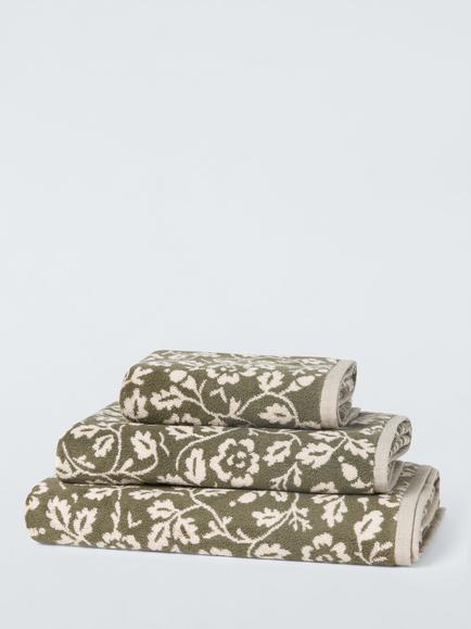 John Lewis Marlow Floral Towels, Avocado