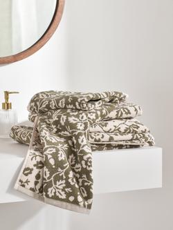 John Lewis Marlow Floral Towels - view 2, Avocado