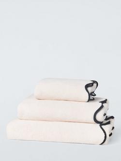 John Lewis Scallop Edge Towels, Cream/Black, White And Black
