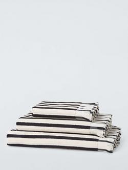 John Lewis Fringed Edge Stripe Towels, White/Black, White And Black
