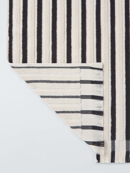 John Lewis Fringed Edge Stripe Towels, Black And Cream - view 2, Black And Cream
