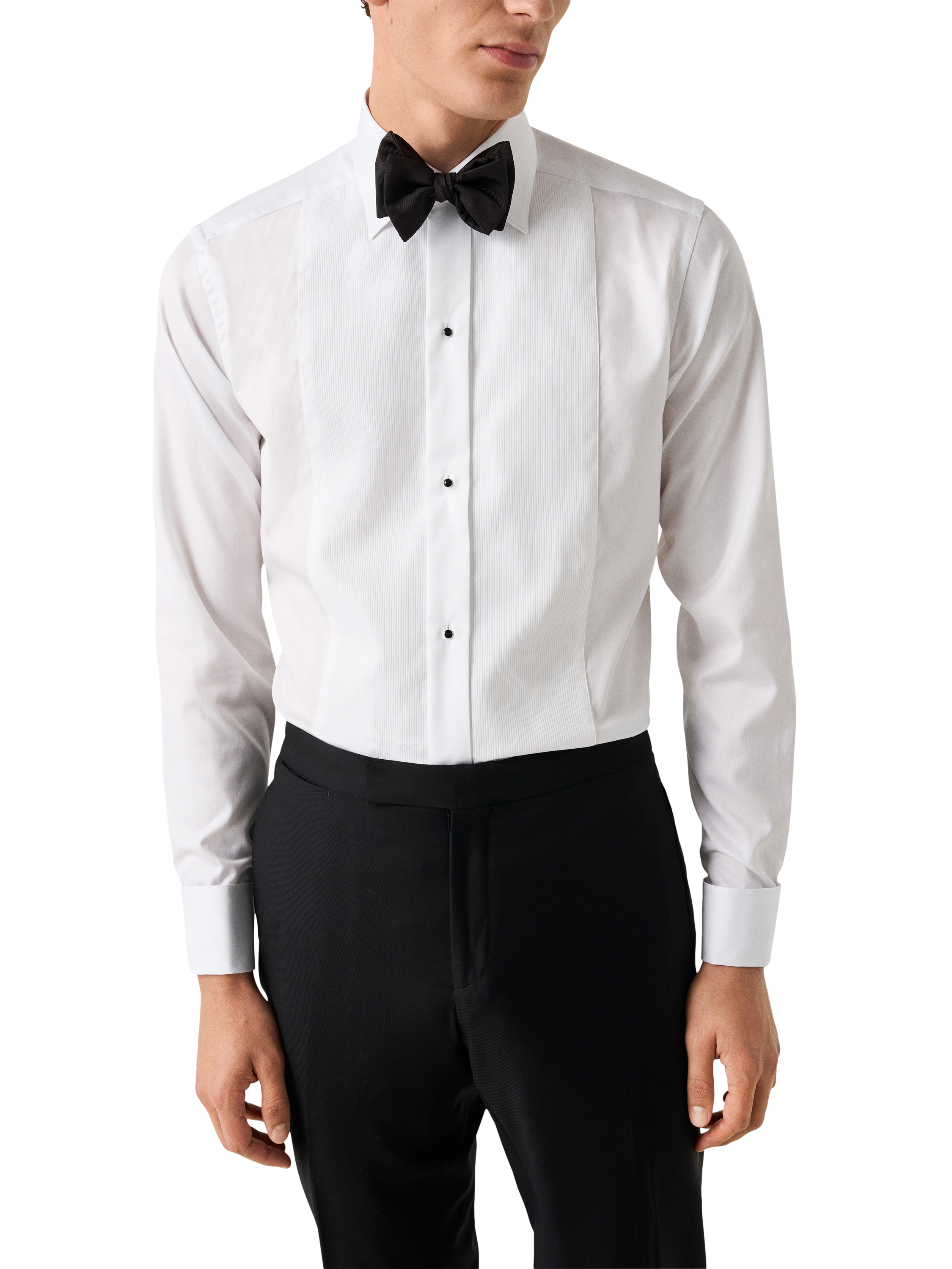 Product image 1 of 8, which shows Eton Cotton Slim Fit Bib Front Evening Shirt, White, 15