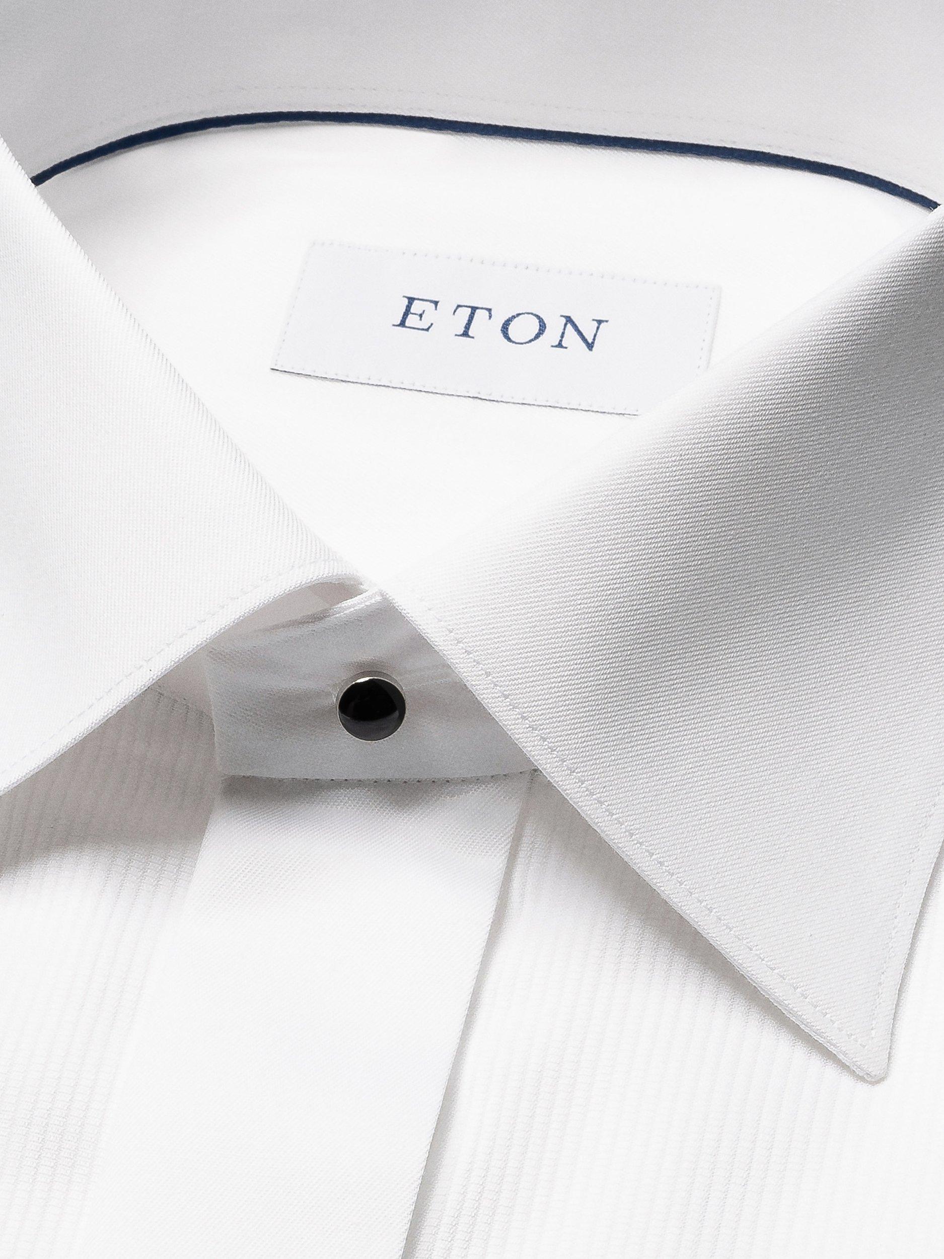 Product image 6 of 8, which shows Eton Cotton Slim Fit Bib Front Evening Shirt, White, 15