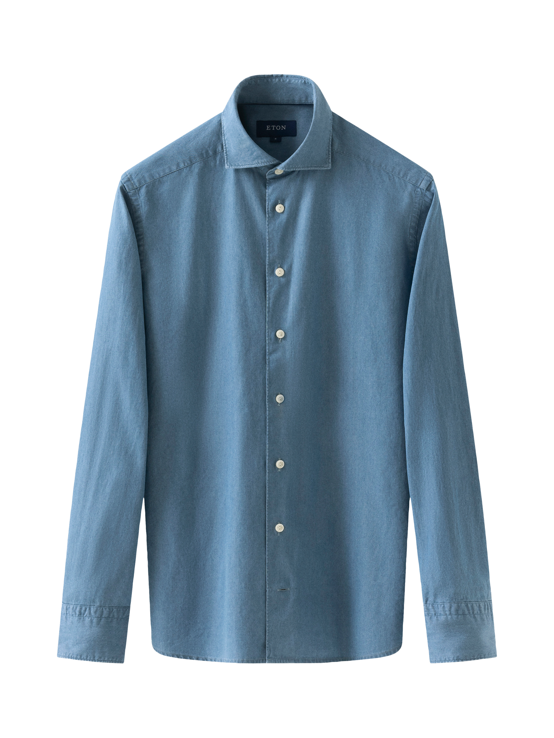 Product image 5 of 11, which shows Eton Cotton Slim Fit Denim Shirt, Blue, 14.5