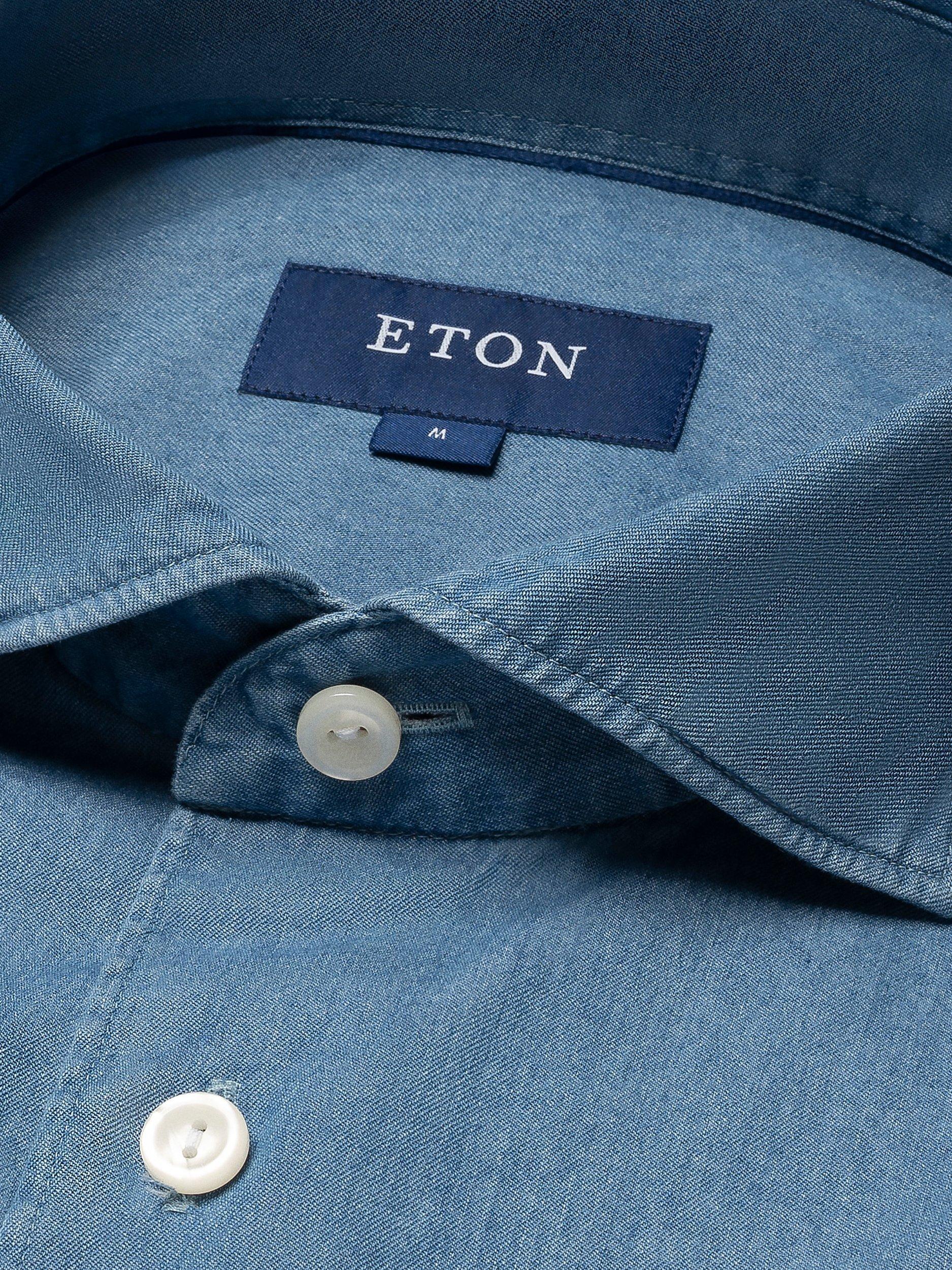 Product image 6 of 11, which shows Eton Cotton Slim Fit Denim Shirt, Blue, 14.5