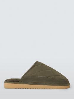 John Lewis Quilted Slippers, Olive