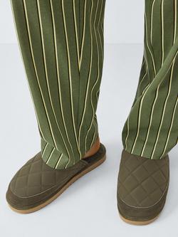 John Lewis Quilted Slippers - view 2, Olive
