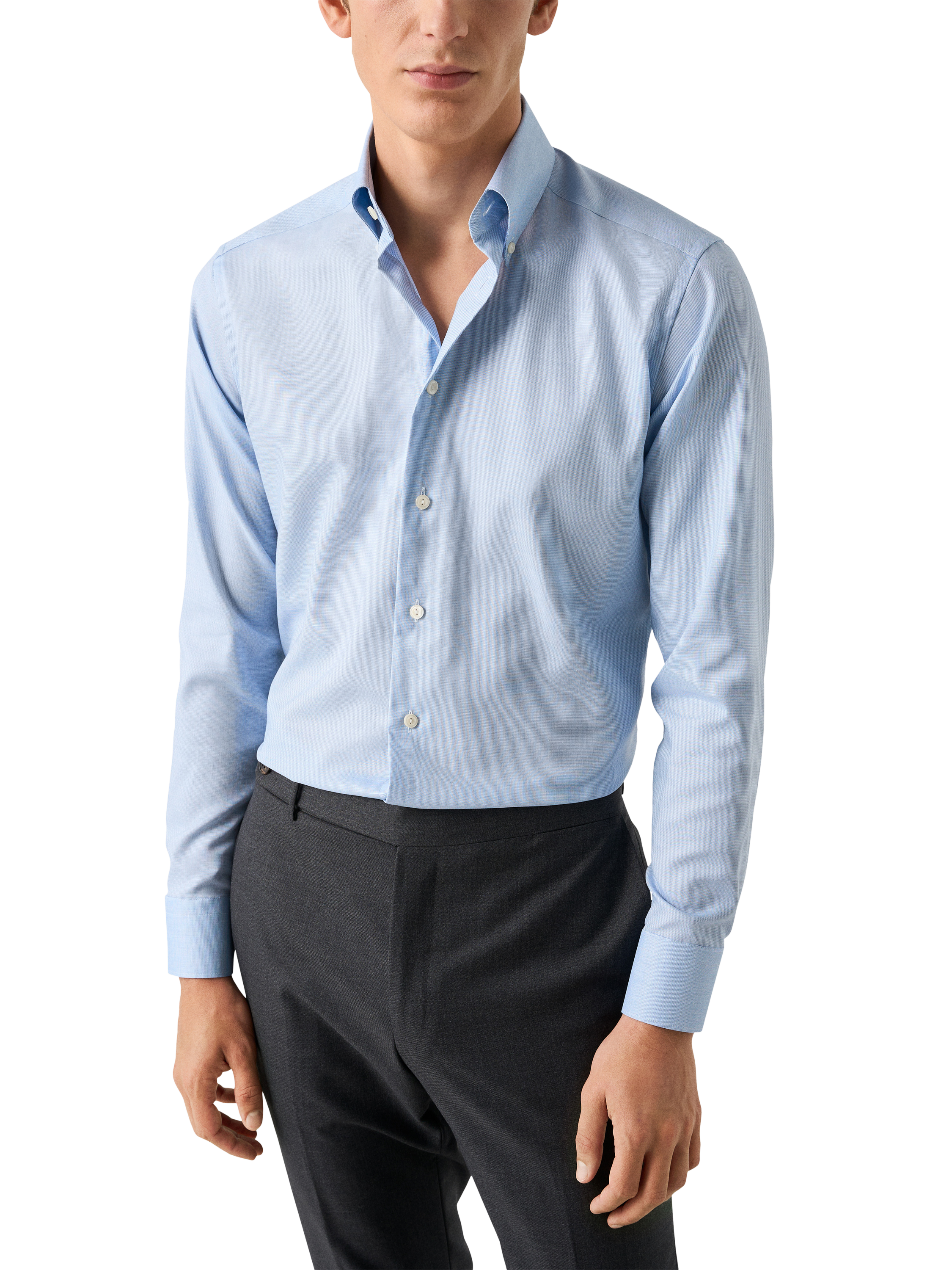 Product image 1 of 8, which shows Eton Cotton Slim Fit Oxford Shirt, Light Blue, 14.5
