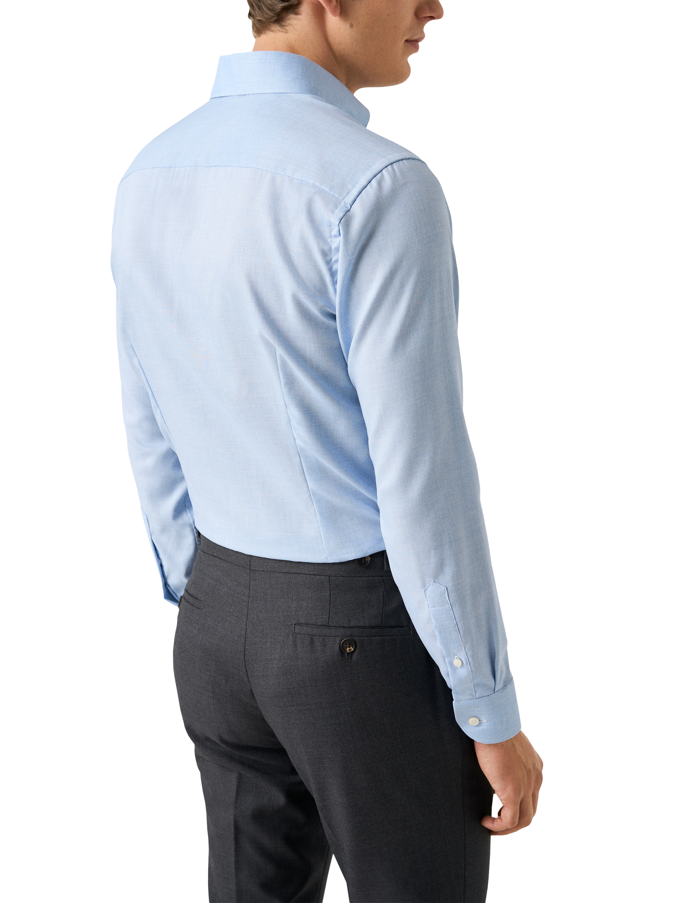 Product image 2 of 8, which shows Eton Cotton Slim Fit Oxford Shirt, Light Blue, 14.5