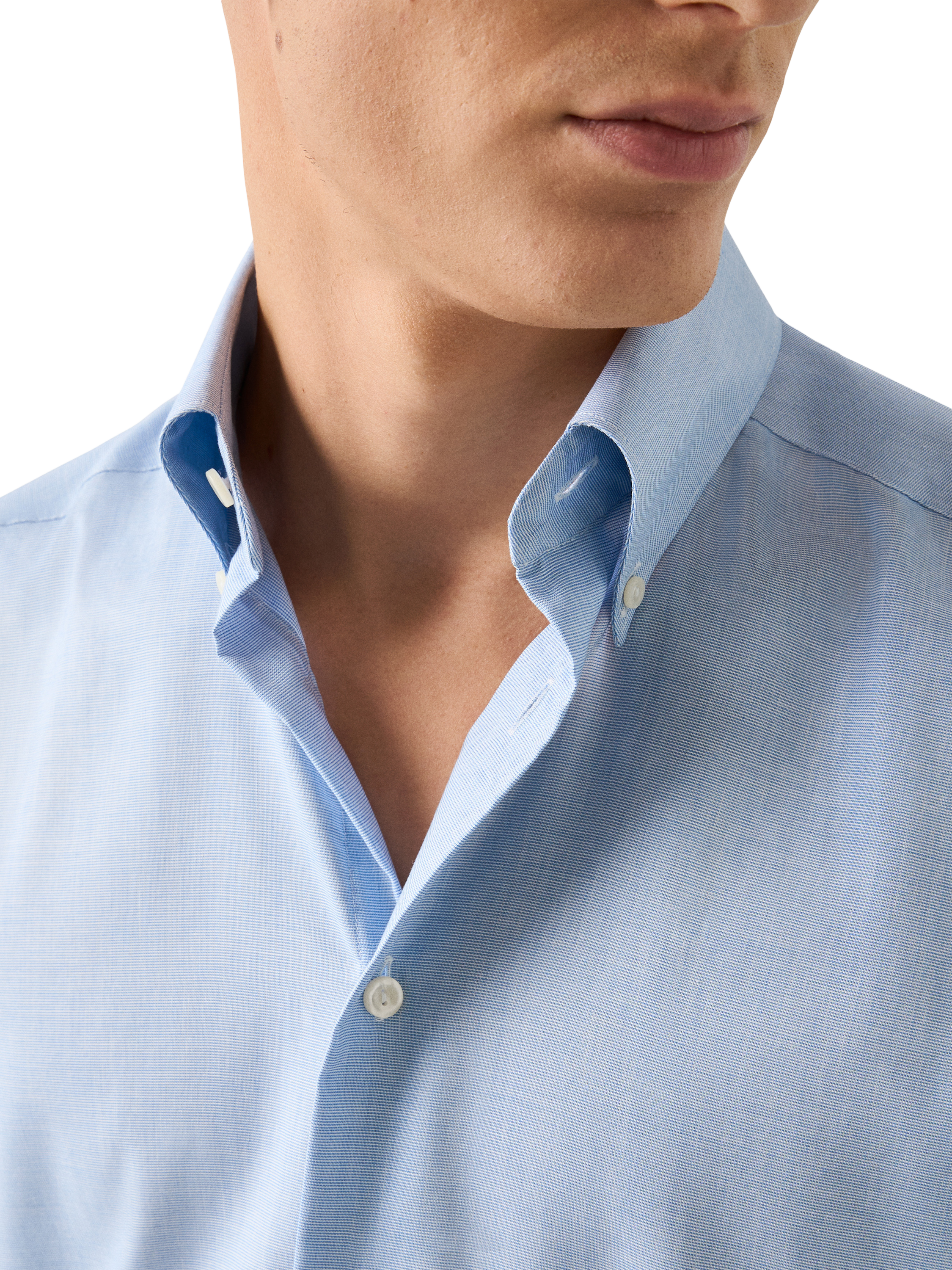 Product image 3 of 8, which shows Eton Cotton Slim Fit Oxford Shirt, Light Blue, 14.5