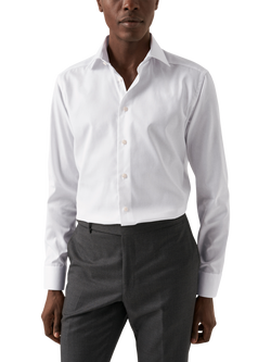 Eton Cotton Twill Slim Fit Shirt, White, White