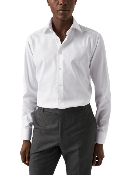 Eton Cotton Twill Slim Fit Shirt, White, White