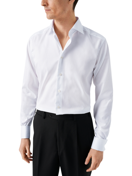 Eton Cotton Twill Slim Fit Cutaway Collar Shirt, White, White