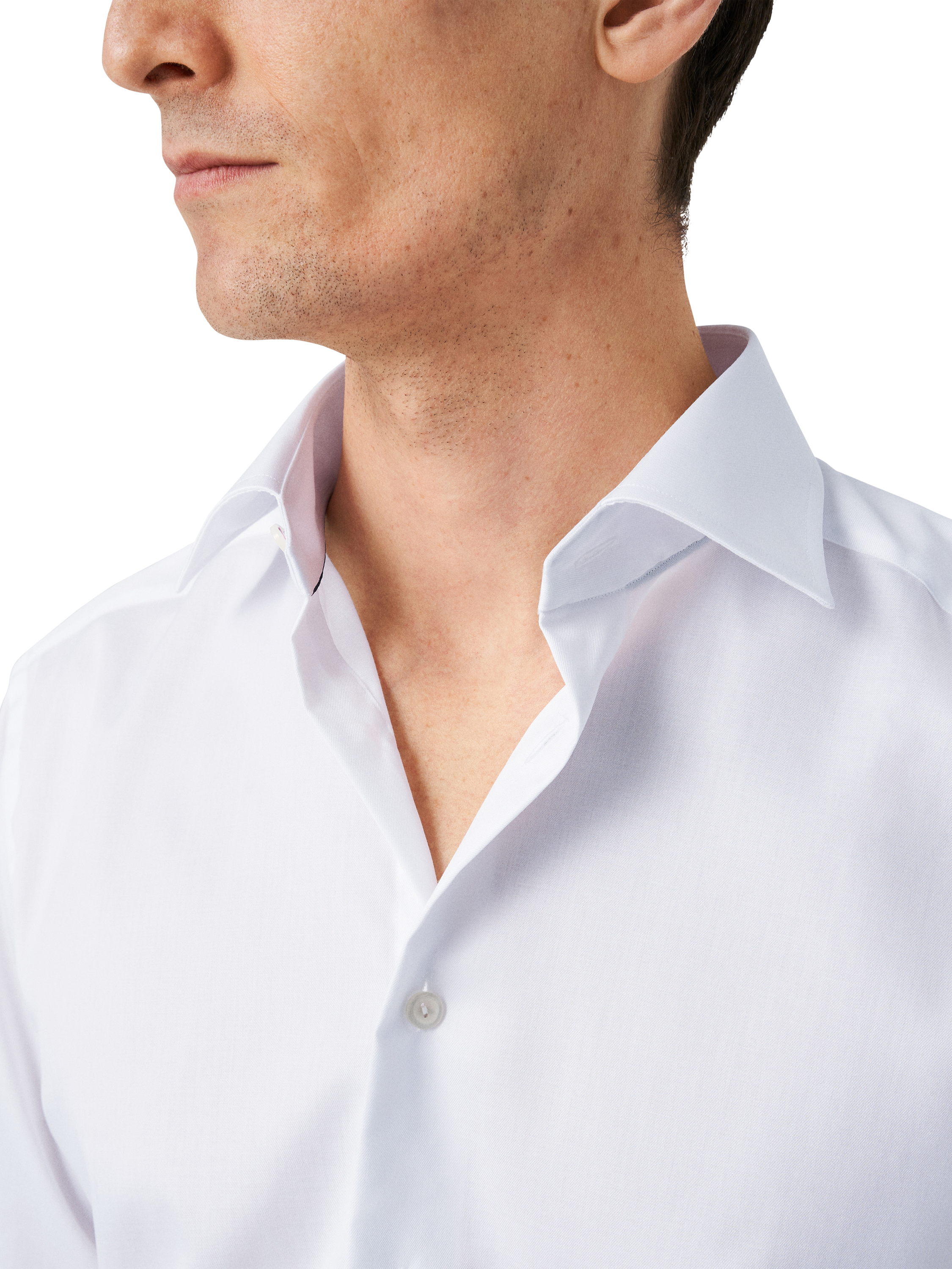 Product image 3 of 11, which shows Eton Cotton Twill Slim Fit Cutaway Collar Shirt, White, 14.5