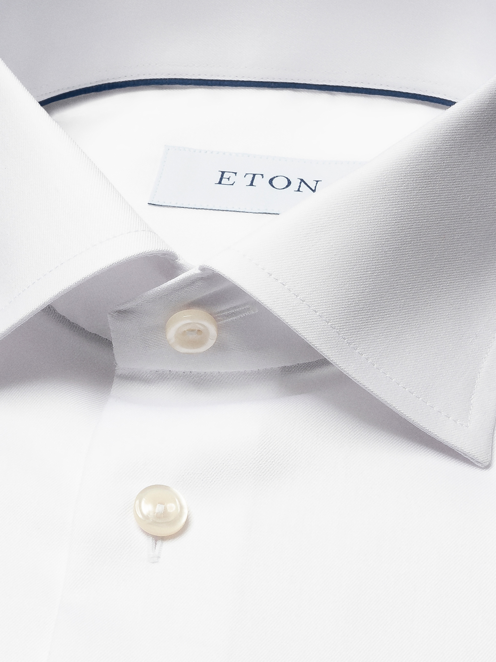 Product image 5 of 11, which shows Eton Cotton Twill Slim Fit Cutaway Collar Shirt, White, 14.5