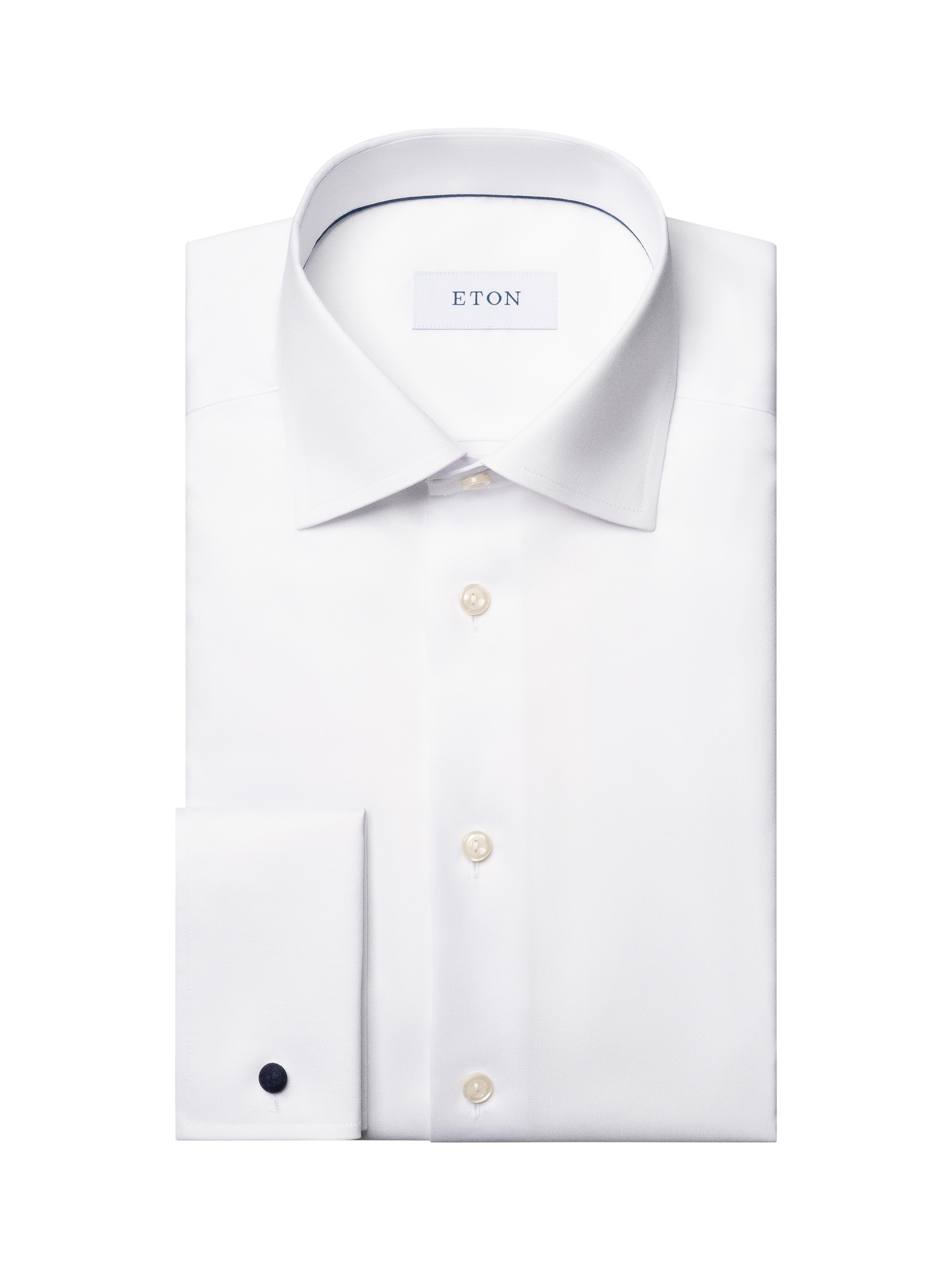 Product image 7 of 11, which shows Eton Cotton Twill Slim Fit Cutaway Collar Shirt, White, 14.5