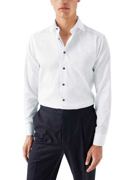 Eton Cotton Regular Fit Cutaway Collar Shirt, White, White