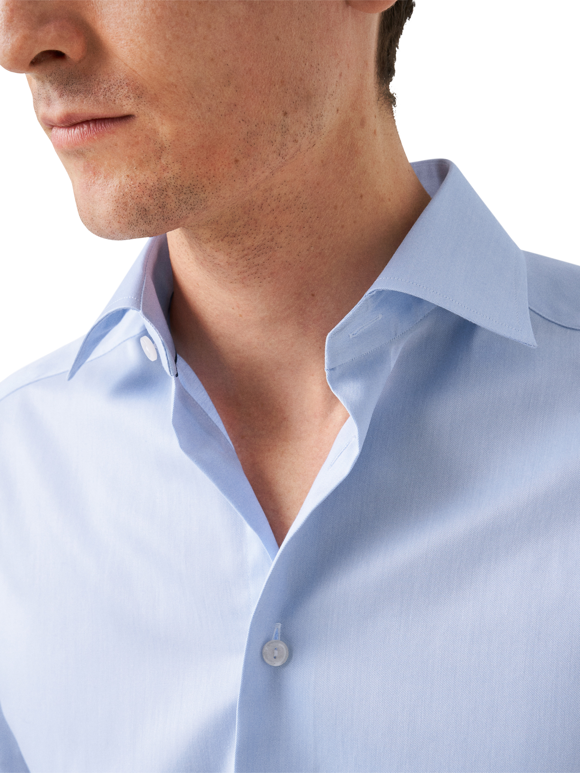 Product image 3 of 11, which shows Eton Cotton Slim Fit Cutaway Collar Shirt, Light Blue, 15