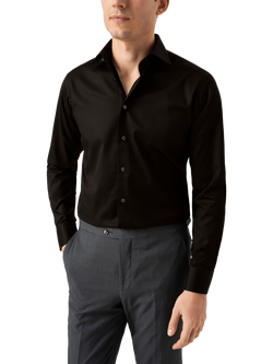 Eton Cotton Twill Slim Fit Cutaway Collar Shirt, Black, Black
