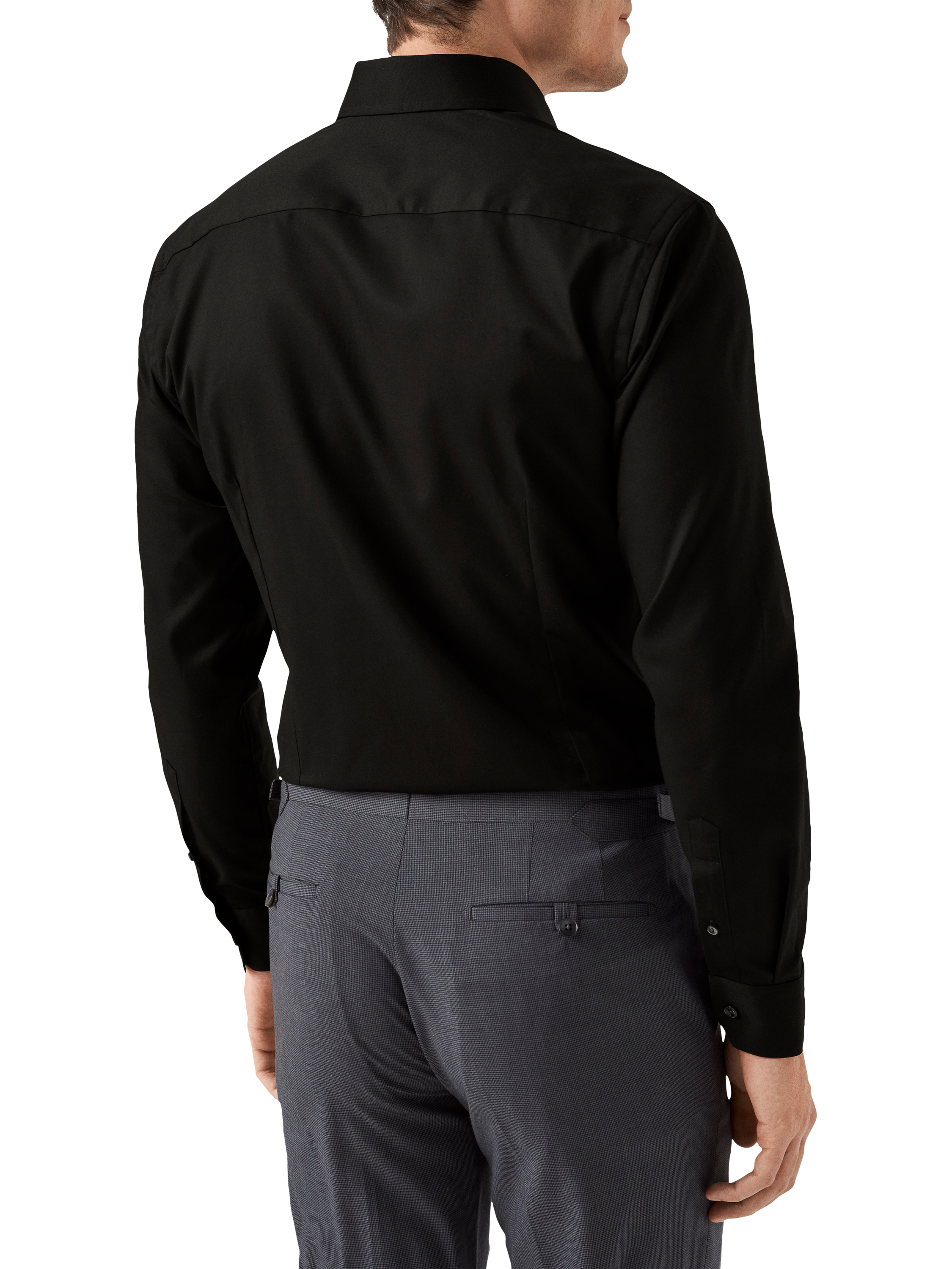 Product image 2 of 8, which shows Eton Cotton Twill Slim Fit Cutaway Collar Shirt, Black, 15
