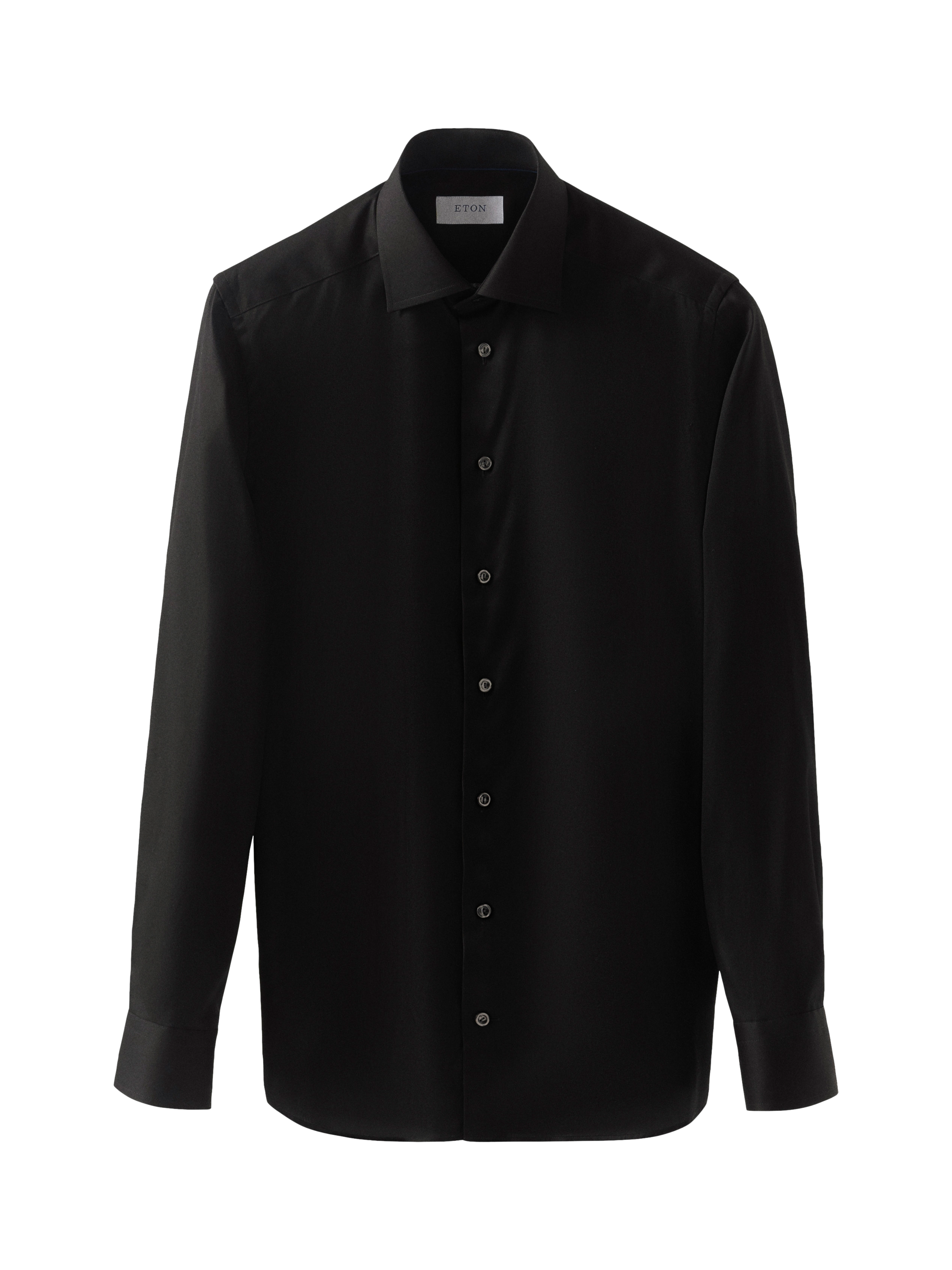 Product image 5 of 8, which shows Eton Cotton Twill Slim Fit Cutaway Collar Shirt, Black, 15