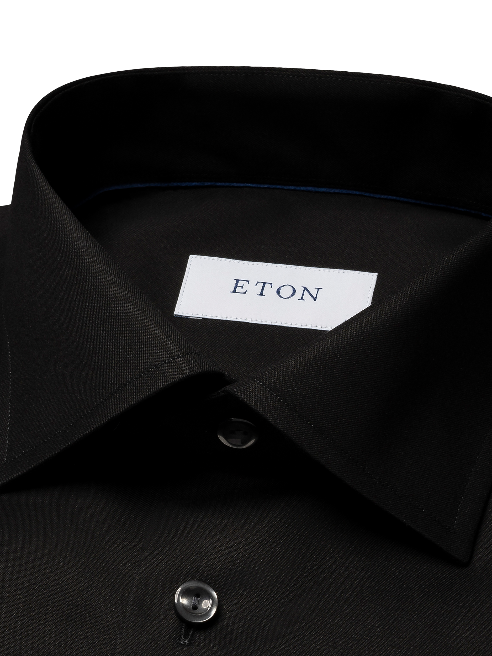 Product image 6 of 8, which shows Eton Cotton Twill Slim Fit Cutaway Collar Shirt, Black, 15