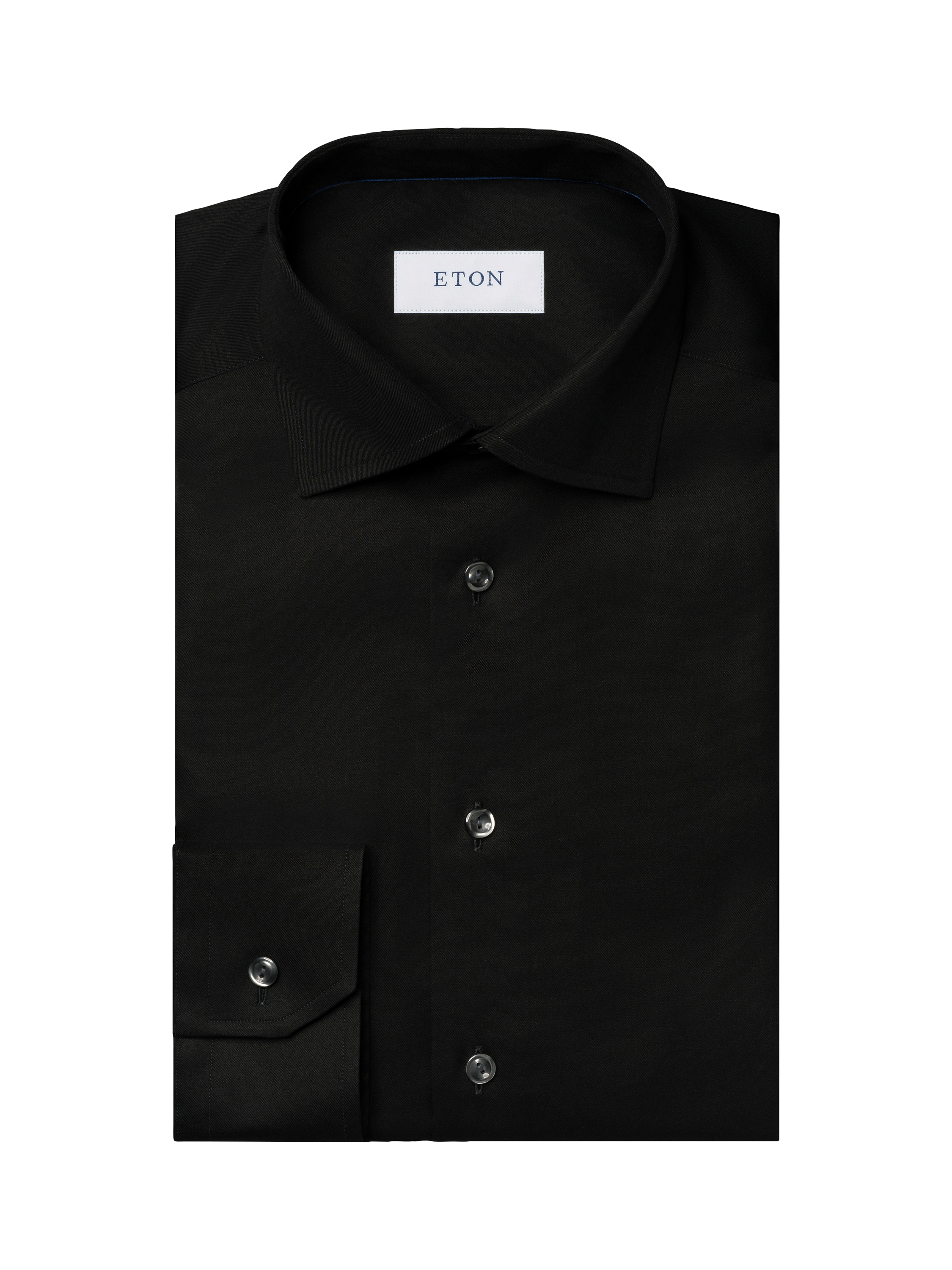 Product image 8 of 8, which shows Eton Cotton Twill Slim Fit Cutaway Collar Shirt, Black, 15