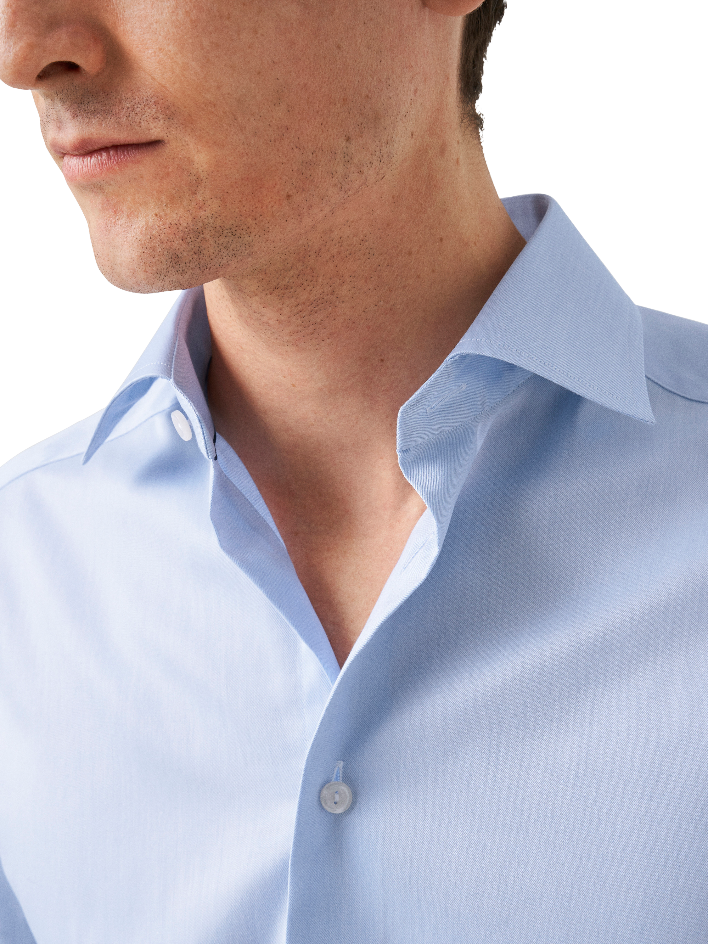 Product image 3 of 8, which shows Eton Cotton Twill Regular Fit Cutaway Collar Shirt, Light Blue, 15