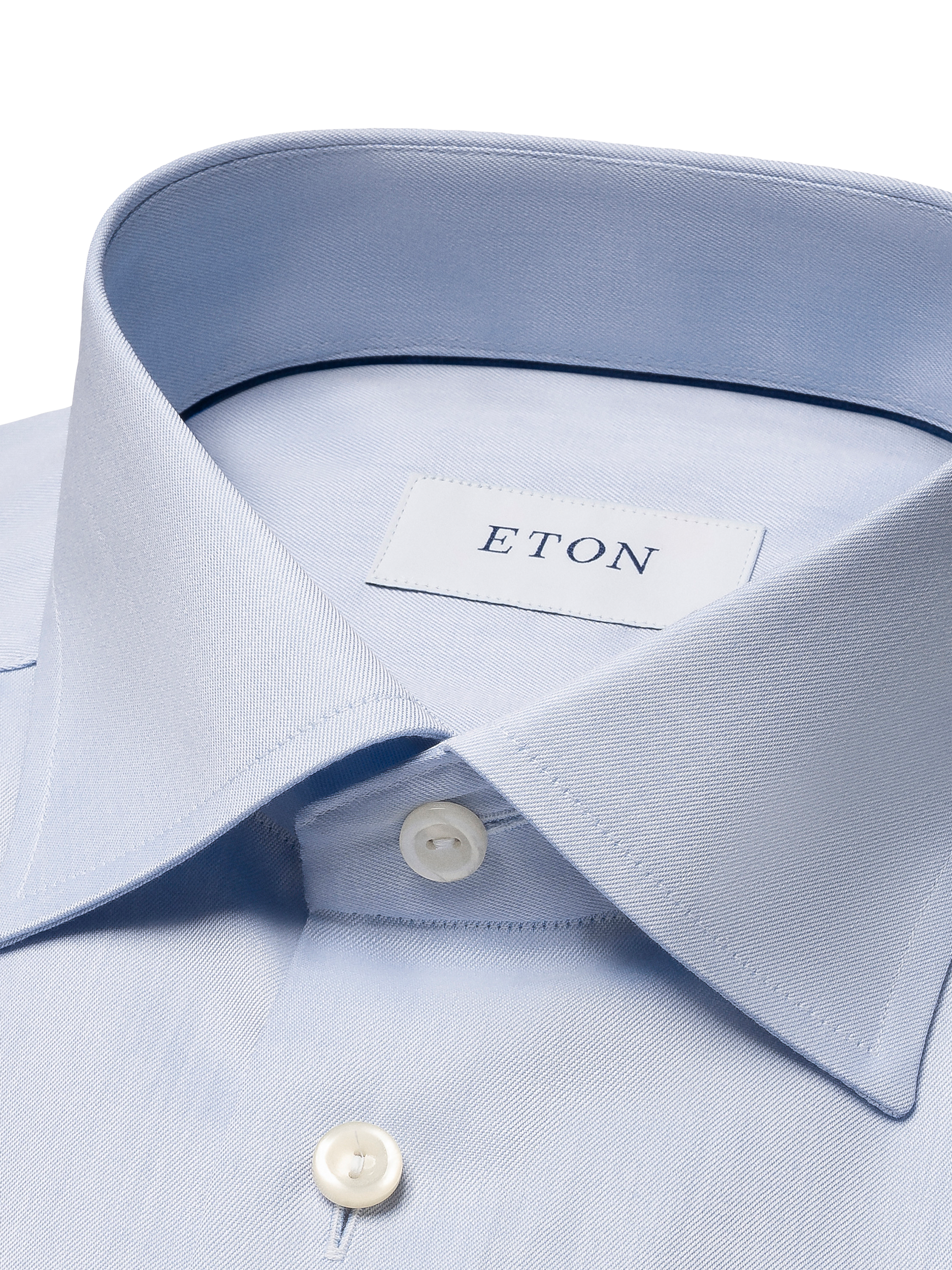 Product image 6 of 8, which shows Eton Cotton Twill Regular Fit Cutaway Collar Shirt, Light Blue, 15