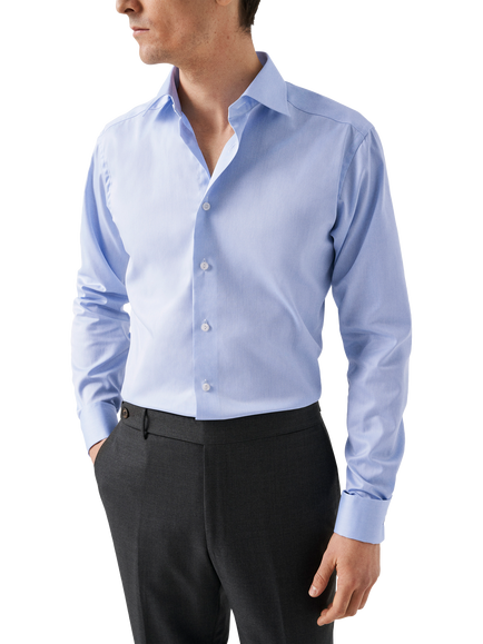 Eton Cotton Twill Regular Fit Cutaway Collar Shirt, Light Blue, Light Blue