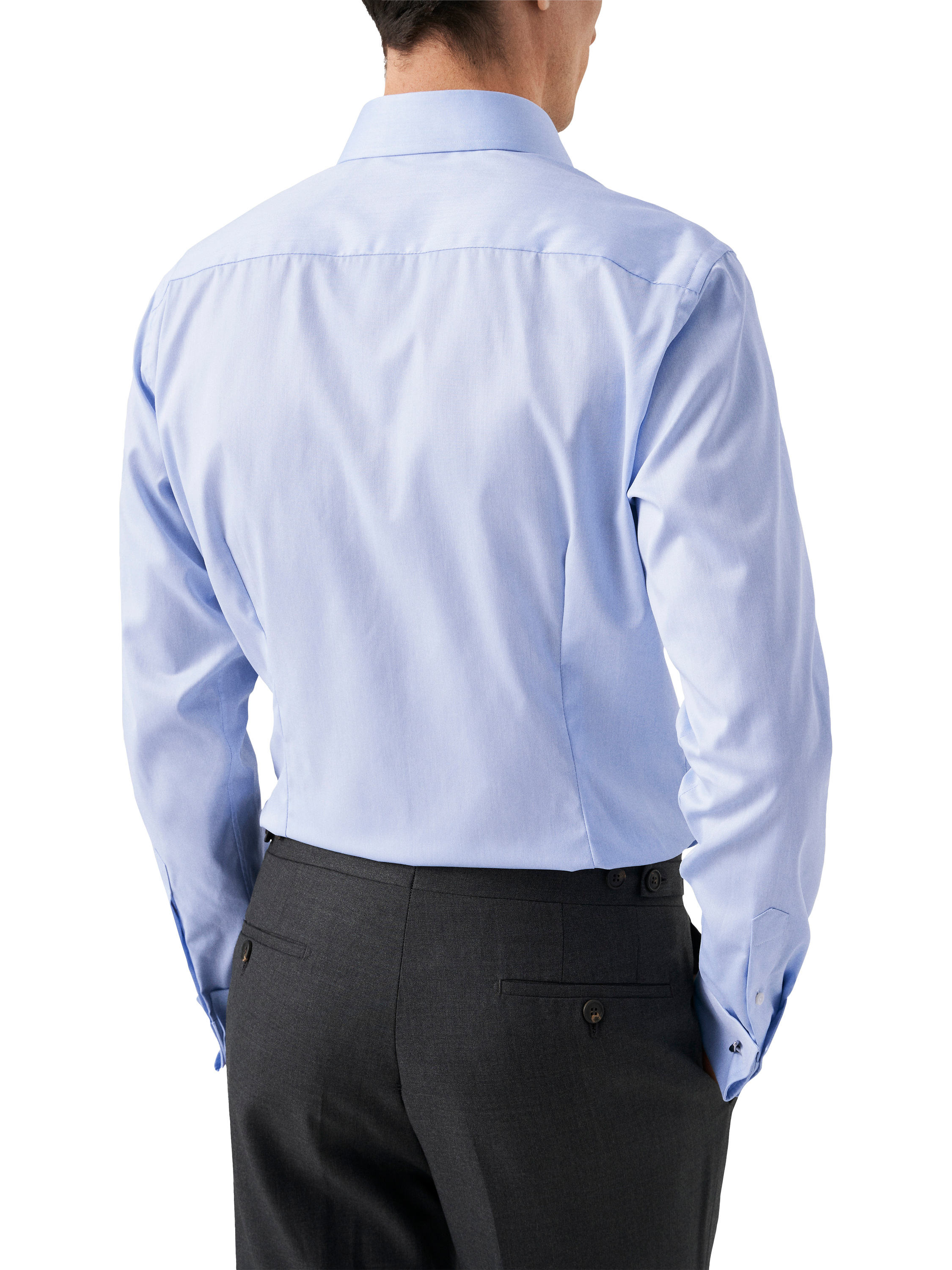 Product image 2 of 8, which shows Eton Cotton Twill Regular Fit Cutaway Collar Shirt, Light Blue, 15