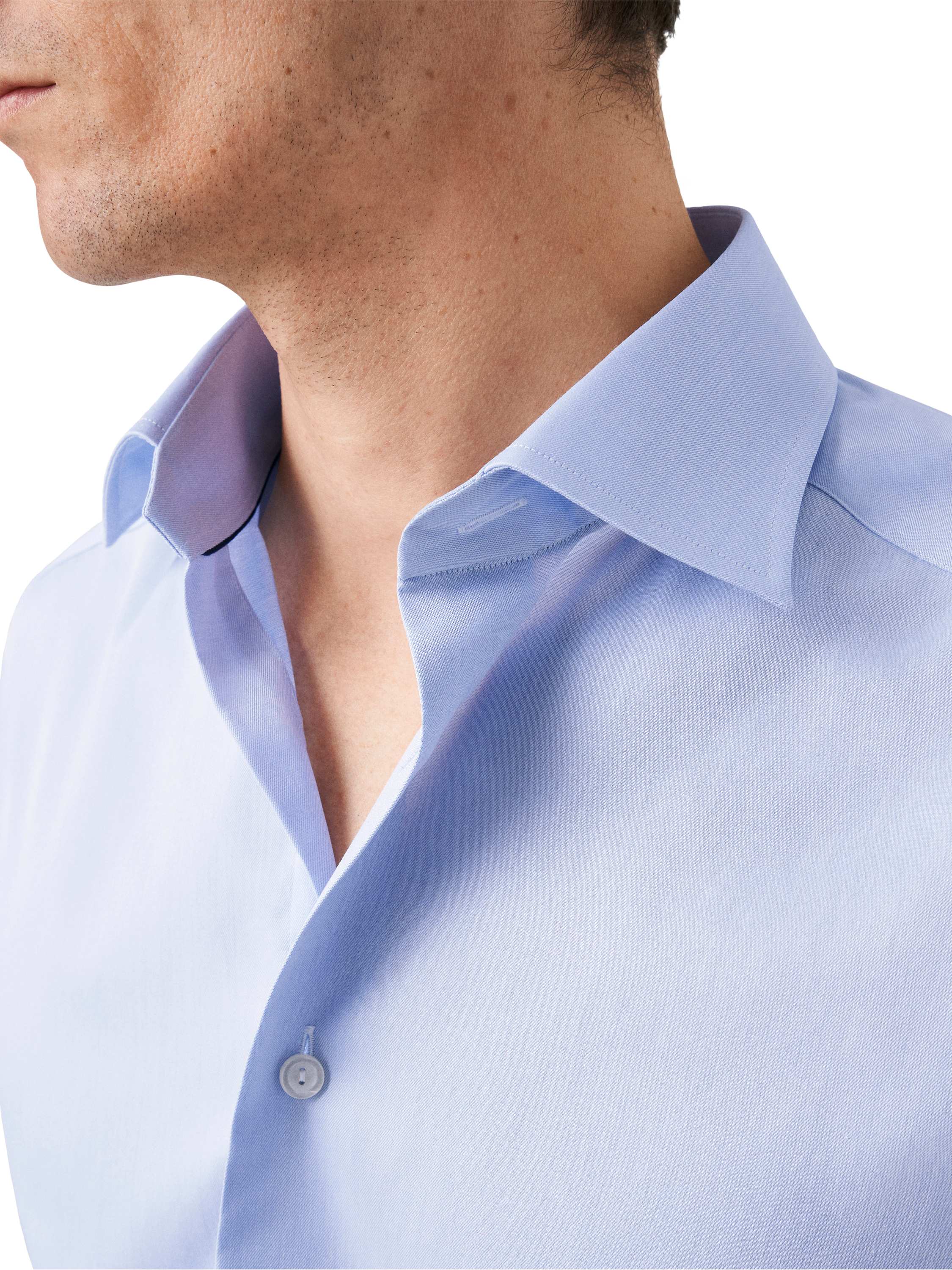 Product image 3 of 8, which shows Eton Cotton Twill Regular Fit Cutaway Collar Shirt, Light Blue, 15