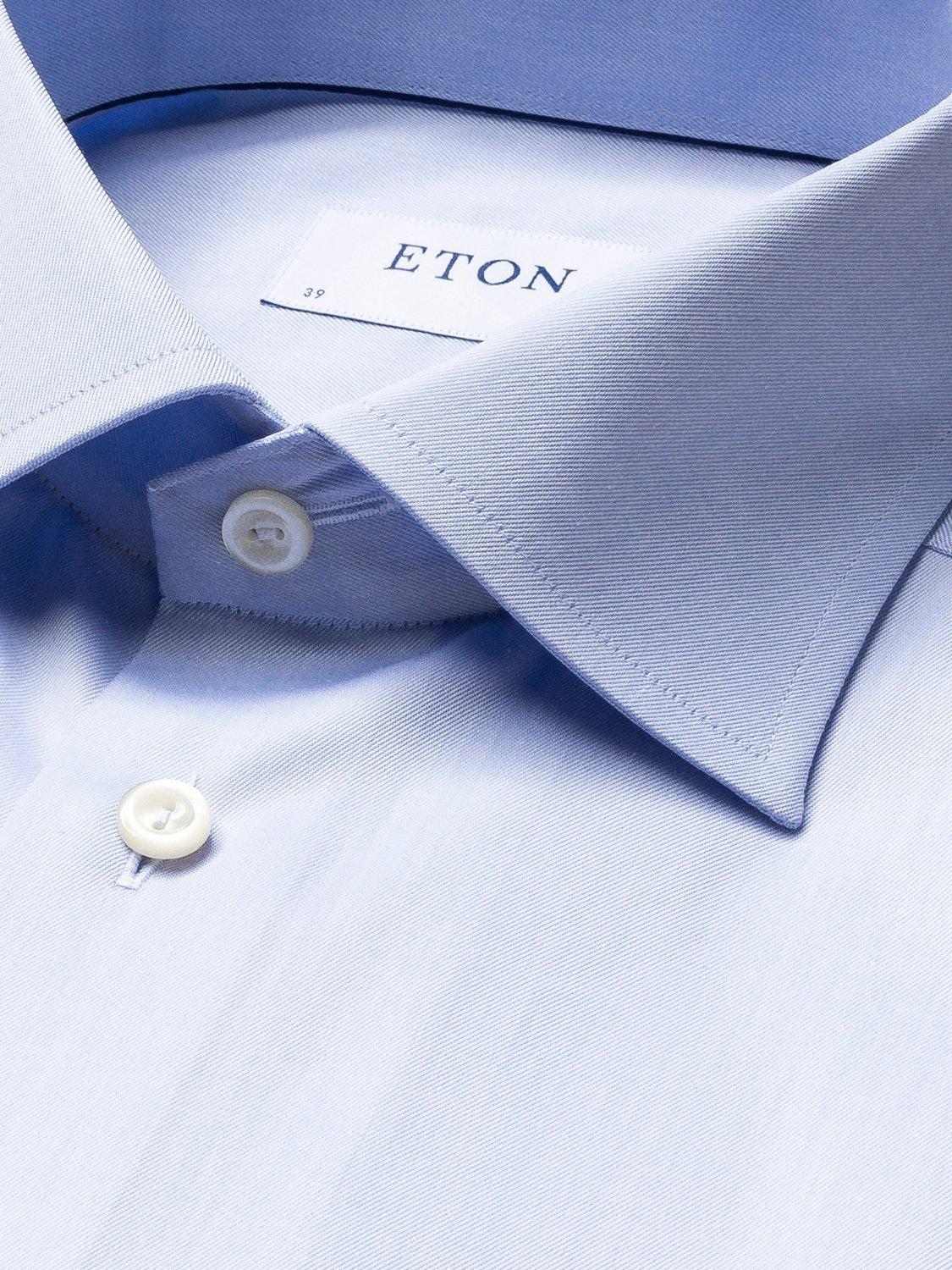 Product image 6 of 8, which shows Eton Cotton Twill Regular Fit Cutaway Collar Shirt, Light Blue, 15